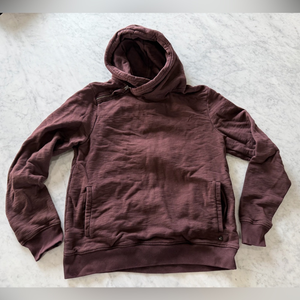 AllSaints Plum Zip Shoulder Hoodie Large Designer Washed Sweatshirt